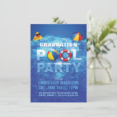Invitation Fête de fin d'études au bord de la piscine (Debout devant)