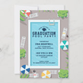 Invitation Fête de fin d'études au bord de la piscine moderne (Devant)
