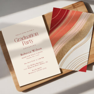Invitation Fête de fin d'études au lycée avec paillettes rétr
