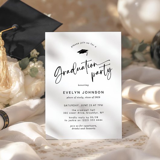 Invitation Fête de fin d'études au script minimal
