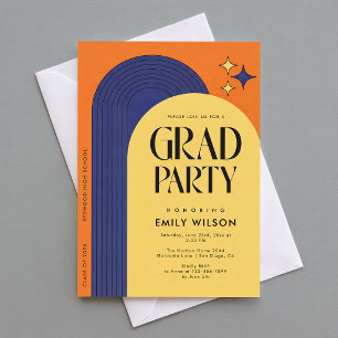 Invitation Fête de fin d'études au style élégant rétro modern
