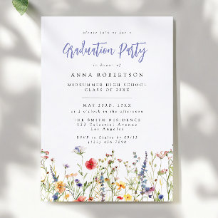Invitation Fête de fin d'études aux fleurs sauvages colorées