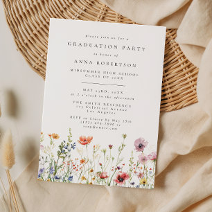 Invitation Fête de fin d'études aux fleurs sauvages estivales
