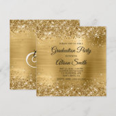Invitation Fête de fin d'études avec monogramme en feuille d' (Devant / Derrière)