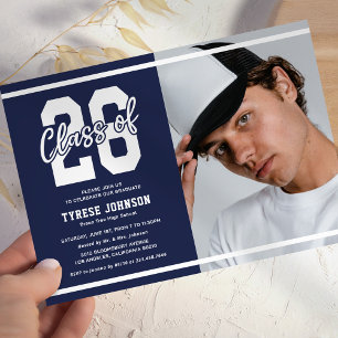 Invitation Fête de fin d'études avec photo de remise de diplô