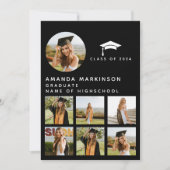 Invitation Fête de fin d'études avec profil noir et blanc mod (Devant)