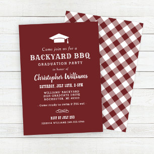 Invitation Fête de fin d'études BBQ Backyard Brun Marron Rust