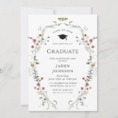 Invitation Fête de fin d'études bohème Fleur sauvage de prair (Devant)