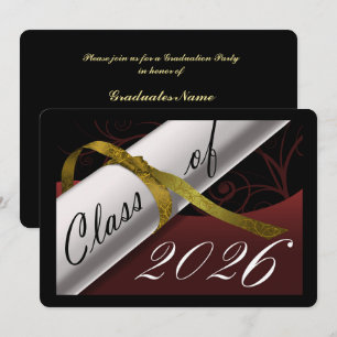Invitation Fête de fin d'études bordeaux et or