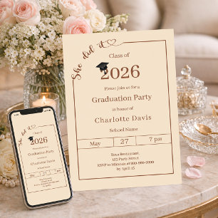 Invitation Fête de fin d'études champagne Elle l'a fait