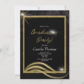 Invitation Fête de fin d'études chic avec paillettes dorées  (Devant)