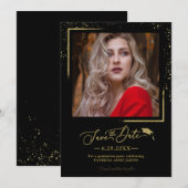 Invitation Fête de fin d'études chic écriture Save The Date P (Devant / Derrière)