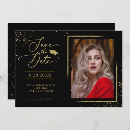 Invitation Fête de fin d'études chic Save The Date Photo à pa (Devant / Derrière)