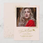 Invitation Fête de fin d'études Chic Script Épargne La Date P (Devant / Derrière)