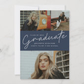 Invitation Fête de fin d'études Collage Photo Script Moderne (Devant)