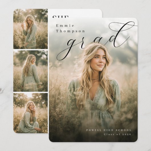 Invitation Fête de fin d'études Collage PhotoPop Moderne (Devant / Derrière)