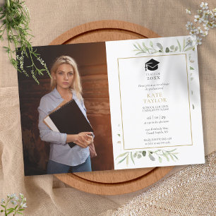 Invitation Fête de fin d'études de feuillage de verdure à l'a