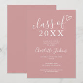 Invitation Fête de fin d'études de la classe Rose Poussiéreus (Devant / Derrière)