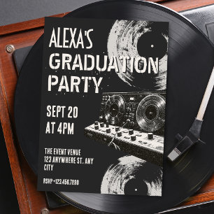 Invitation Fête de fin d'études de musique rétro noir et blan