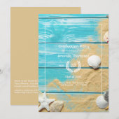 Invitation Fête de fin d'études de plage turquoise rustique (Devant / Derrière)