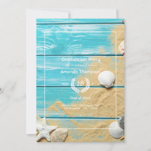 Invitation Fête de fin d'études de plage turquoise rustique