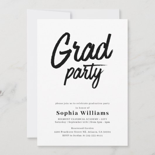 Invitation Fête de fin d'études de script tendance Graduation (Devant)