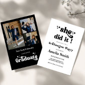 Invitation Fête de fin d'études de She Did It Trois photos