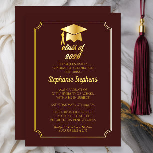 Invitation Fête de fin d'études élégante Marron   Casquette O
