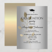 Invitation Fête de fin d'études élégante or et argent (Devant / Derrière)