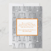Invitation Fête de fin d'études en droit argent orange (Dos)