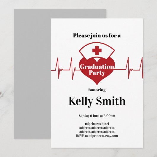 Invitation Fête de fin d'études en soins infirmiers (Devant / Derrière)