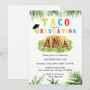 Invitation Fête de fin d'études Fiesta avec des tacos