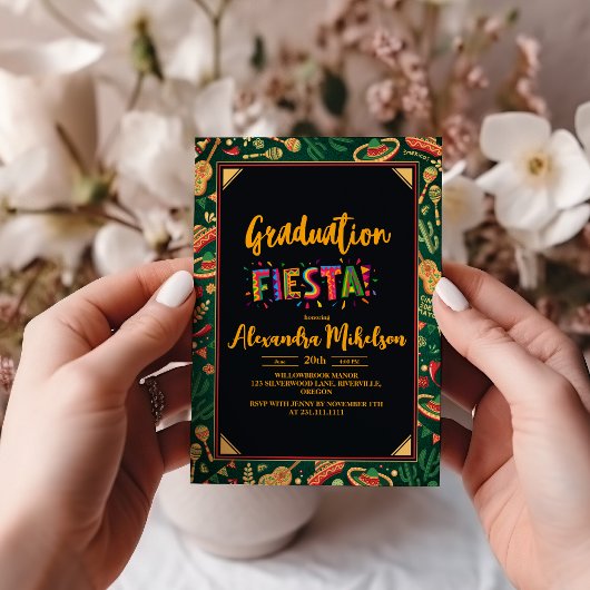 Invitation Fête de fin d'études Fiesta Mexicaine Moderne