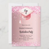 Invitation Fête de fin d'études fille confetti rose (Devant)