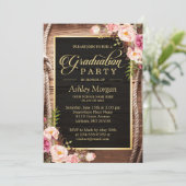 Invitation Fête de fin d'études Floral Rustic Pays Bois (Debout devant)