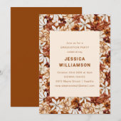 Invitation Fête de fin d'études florale rouille Moderne Botan (Devant / Derrière)