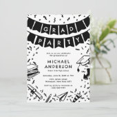 Invitation Fête de fin d'études Fun Doodle (Debout devant)