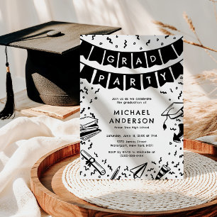 Invitation Fête de fin d'études Fun Doodle