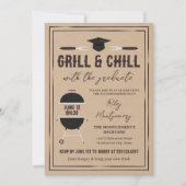 Invitation Fête de fin d'études Grill & Chill Rustique (Devant)
