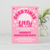 Invitation Fête de fin d'études Groovy Pink Good Times (Debout devant)