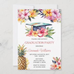 Invitation Fête de fin d'études hawaïenne