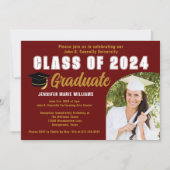 Invitation Fête de fin d'études Marron Or Promotion 2025 (Devant)