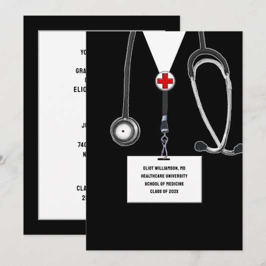 Invitation Fête de fin d'études Médicales (Devant / Derrière)