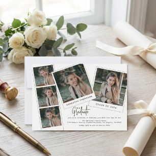 Invitation Fête de fin d'études Minimal Moderne 5 Photos