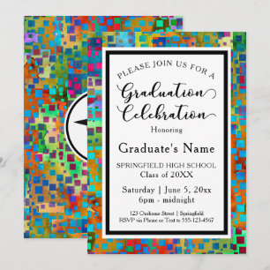 Invitation Fête de fin d'études moderne avec confettis coloré