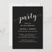 Invitation Fête de fin d'études Moderne Chic Script Noir & Br (Dos)