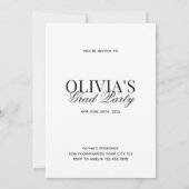 Invitation Fête de fin d'études Moderne Élégante avec Typogra (Dos)