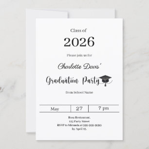 Invitation Fête de fin d'études moderne promotion 2026