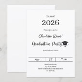 Invitation Fête de fin d'études moderne promotion 2026 (Devant / Derrière)
