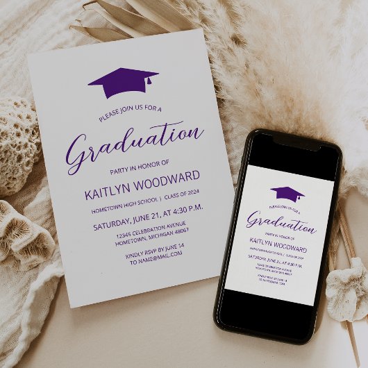 Invitation Fête de fin d'études moderne Violet 2026